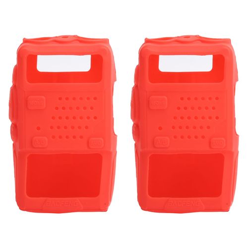 2 pièces Mini talkie-walkie Silicone housse de protection souple protecteur de Radio bidirectionnelle pour Baofeng UV5R (rouge)