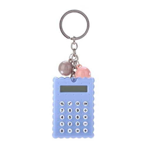 Mini calculatrice de porte-clés Portable de Style biscuits mignons, calculatrice de poche couleur bonbon (bleu)