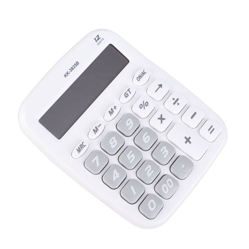 Calculatrice de bureau à gros boutons, calculatrice électronique alimentée par batterie, pour la maison, la salle de classe et le bureau, blanche