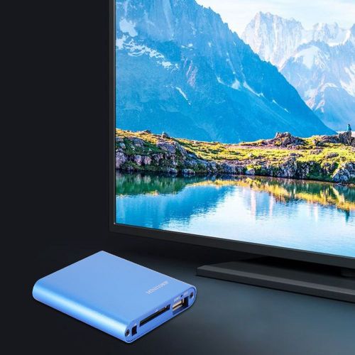 Mini Lecteur MultiméDia NuméRique Hdmi 1080p, DéCodeur De Disque Dur Avec TéLéCommande (100-240v) Bleu Eu