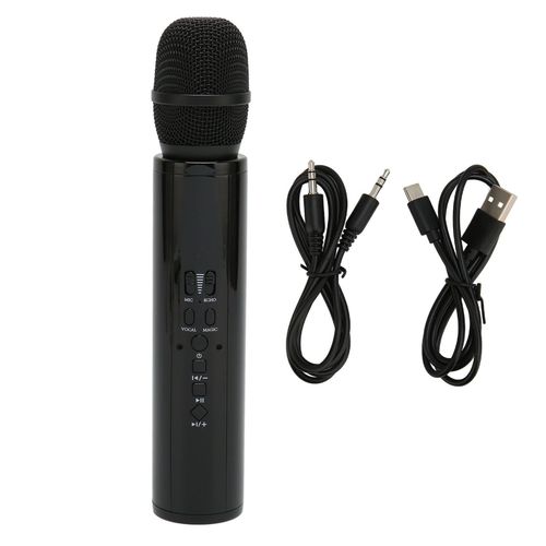 Microphone Portable Bluetooth, RéDuction Du Bruit, StéRéO, Sans Fil, Karaoké, Avec Enregistrement, Pour Smartphone, Pc, Noir