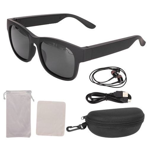 Lunettes Intelligentes StéRéO Antibruit Lunettes De Soleil Bluetooth Sans Fil Avec Casque Pour Le Cyclisme Course à Pied Conduite PêChe Noir