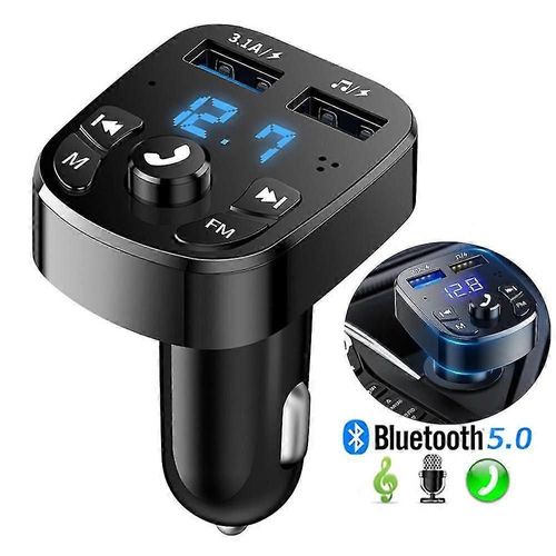 Double Chargeur De Voiture Usb, Émetteur Bluetooth 5.0 Fm Récepteur Audio Mains Libres Sans Fil, Modulateur Mp3, Chargeur Rapide 3.1a