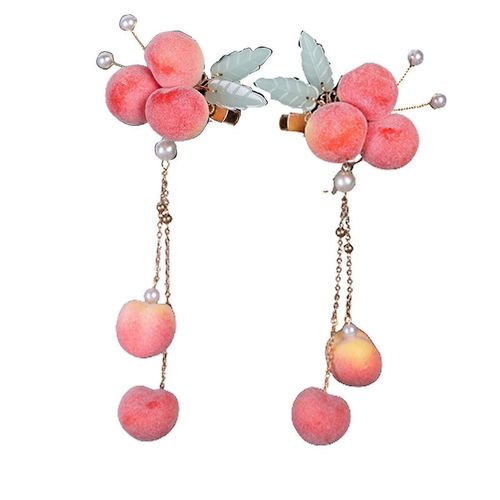 Alliage Fait À La Main Barrette Vintage Peach Pearl Hairpin New Year Photo Props
