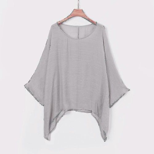 Femmes Dames Casual Plus Size Loose Cotton Linen Solid Color Tops Shirt Blouse