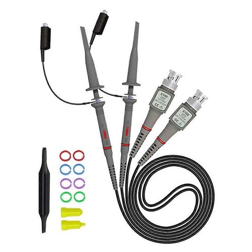 Pack de 2 sondes d¿oscilloscope universelles P6100 100MHz, sondes à clip d¿oscilloscope 1X 10X avec accessoires