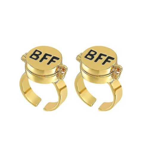 2pcs Bob L¿Éponge Bff Anneaux Pour 2 Meilleurs Amis Anneaux D¿Anime Mignons Pour Adolescentes Anneaux Assortis Bijoux Esthétiques Réglables
