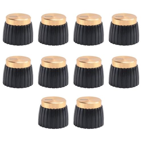 10x Ampli Guitare Ampli Amplificateur Boutons Noir + Or Capuchon Pour Amplificateur