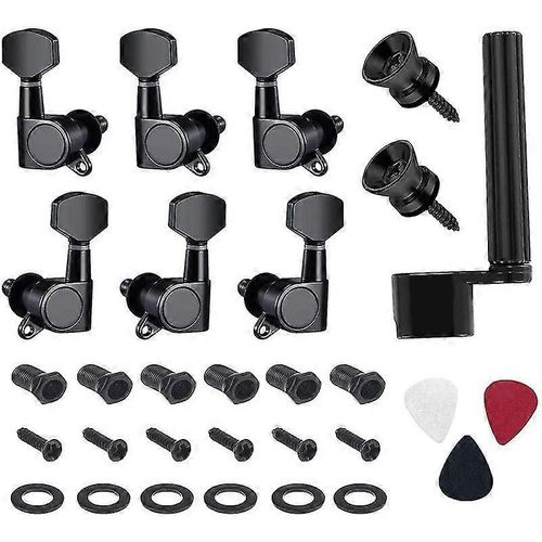 6 Pièces Guitar String Tuning Pegs Keys 3 Gauche 3 Bouton De Tête De Machine De Guitare Droite Avec Bouton De Sangle