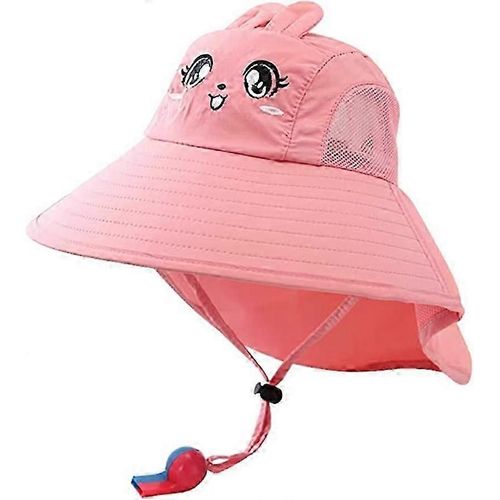 Chapeau De Soleil Mignon Pour Enfants Chapeau De Seau Respirant Réglable Upf 50+ Casquette De Protection Solaire, Rose