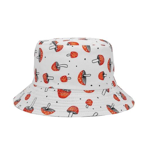 White Mushroom Bucket Hat Summer Fishing Hat Packable Travel Beach Isherman Cap For Women Teen Girls