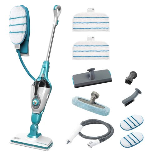 Balai Vapeur avec Nettoyeur à Main et Gant STEAMITT - 9 Accessoires - Multifonctions 1300W - Temps de Chauffe 15 sec - Réservoir 500 ml - Nettoyage Parfait - FSMH1351SM-QS