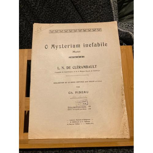 L.N. De Clérambault O Myterium Inefabile Partition Baryton Violon Orgue Hérelle