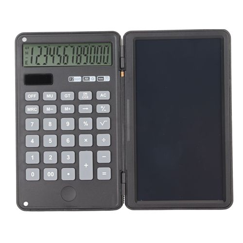 Calculatrices de 6 pouces Fonction de verrouillage mémo à 12 chiffres Touche Silence Calculatrice de bureau à double alimentation avec bloc-notes pour bureau noir