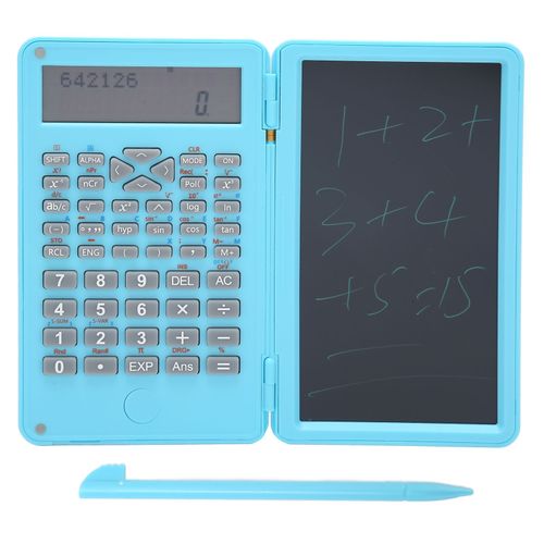 Calculatrice avec bloc-notes Calculatrice scientifique portable à écran LCD à 10 chiffres pour les réunions de bureau scolaire et la famille Bleu ciel