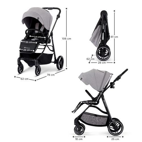 Kinderkraft VESTO Poussette Canne, Poussette Compacte, Poussette Bébé,  Siège Réversible, Position Allongée, Avec Accessoires, Légère, Roues en  mousse