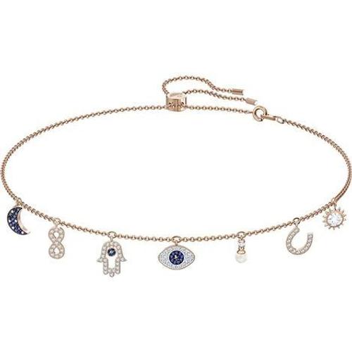 Symbole Swarovski Mauvais Il Cristal Bijoux, Devil Eye Lucky Palm Horseshoe Pull Collier Femme Swarovski Élément Clavicule Chaîne