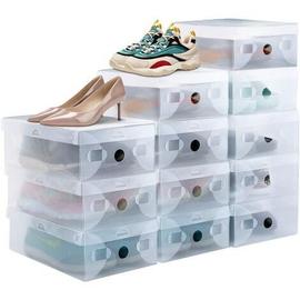 10pcs Boite a chaussures epaissie boite de rangement etagere a chaussures a  clapet en plastique transparent