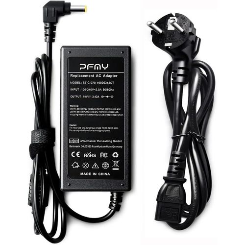 Alimentation Ordinateur Portable Chargeur Adaptateur 19V 3,42A 65W AC Adapter pour Toshiba Satellite C50 C55 C55D C55T C75 C75D C650 C650D C665 C665D C660 C675 C850 C850D C855 C870 Notebook