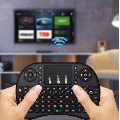 Mini clavier AZERTY sans fil avec touchpad et rétro pour TV, PC, HTPC. 2,4 GHz