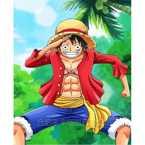 Kit Diy Tableau Diamant 5d Autocollants Diamant Faits Main One Piece Luffy Peinture Faite Main - Décoration Murale Moderne, Cadeau Créatif Anti-Stress Pour Adultes