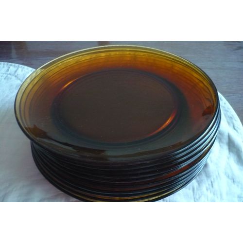 Vintage Lot De 10 Assiettes Plates Transparentes De Marque Duralex (1972)