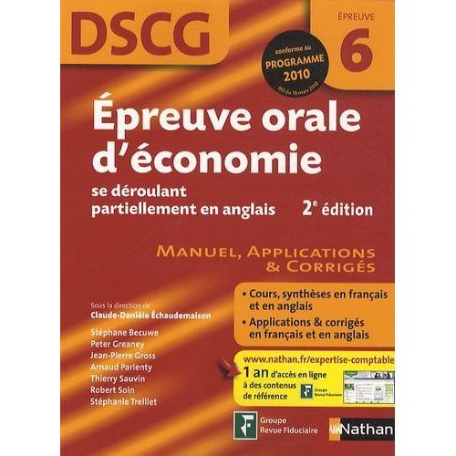 Epreuve Orale D'économie Se Déroulant Partiellement En Anglais Dscg 6 - Manuel, Applications & Corrigés
