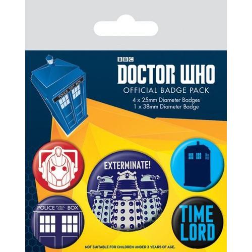 Doctor Who Pack 5 Badges Exterminate