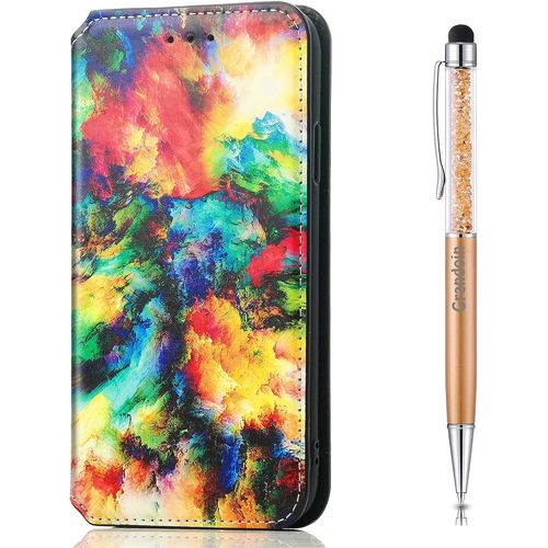 Coque Pour Oppo Realme 6 Pro, Housse Oppo Realme 6 Pro, Etui Rabat Protection Housse Premium En Cuir Pu,Pochette Fermeture Magntique,Flip Case Compatible Avec Oppo Realme 6 Pro(Iridescent)