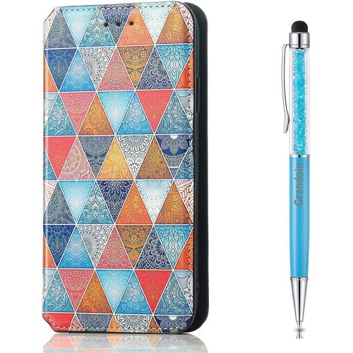 Coque Pour Oppo Realme 7 Pro, Housse Oppo Realme 7 Pro, Etui Rabat Protection Housse Premium En Cuir Pu,Pochette Fermeture Magntique,Flip Case Compatible Avec Oppo Realme 7 Pro (Mandala)