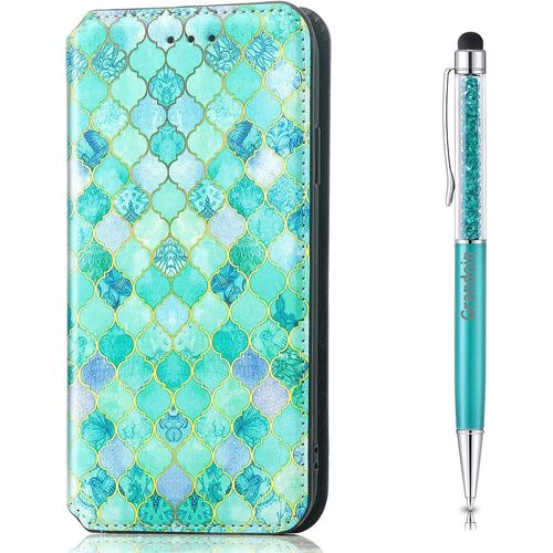 Coque Pour Oppo Realme Narzo 30a / Realme 7i, Etui Rabat Et Folio Housse En Cuir Pu Portefeuille [Fermeture Magntique][Emplacements Cartes][Stand Feature] Flip Protection (Vert)