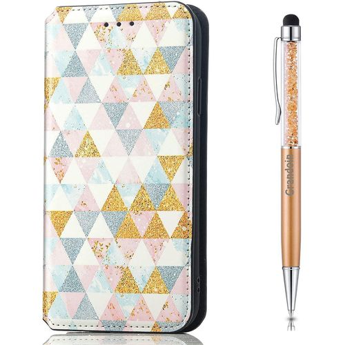 Coque Pour Oppo Realme 6 Pro, Housse Oppo Realme 6 Pro, Etui Rabat Protection Housse Premium En Cuir Pu,Pochette Fermeture Magntique,Flip Case Compatible Avec Oppo Realme 6 Pro (Or)