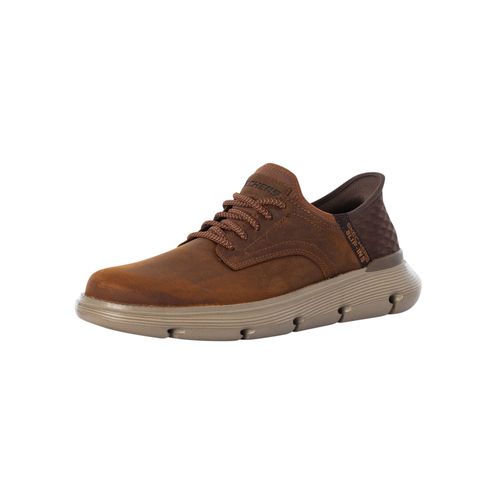 Skechers Baskets En Cuir Garza À Enfiler, Marron - 39 1/2