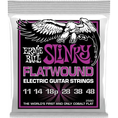 Ernie Ball 2590 - Cordes Filet Plat Power Slinky Flatwound 11 - 48