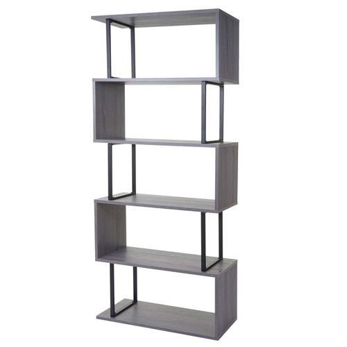 Bibliothèque Étagère De Salon 183x80cm 5 Niveaux Gris, Métal Noir 04_0001279