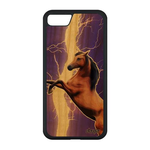 Coque Cheval Iphone Se 2022 En Bois Silicone De Protection Equitation Unique Orage Animal Poulain Housse 4g Eclair Telephone