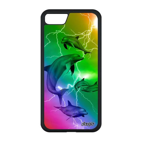Coque Silicone De Protection Iphone Se 2022 Dauphin Case Multicolore Smartphone Marsouin Marin Design Ocean Eclair Animal Alu