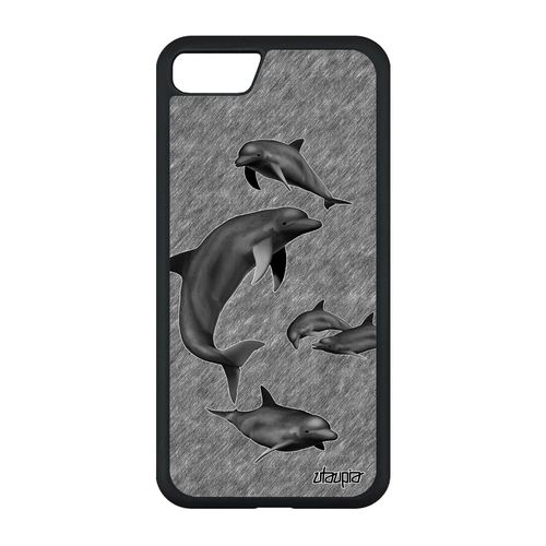 Coque Iphone Se 2022 Silicone Dauphin Caoutchouc Gris Telephone Mer Mobile Animaux Ocean Design Marsouin De Protection Effet