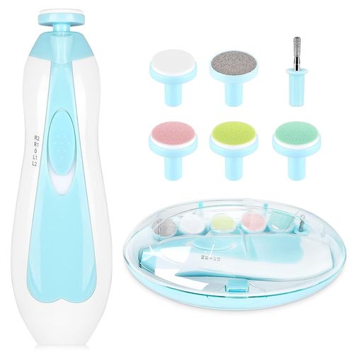 Perceuse Électrique Pour Lime À Ongles Pour Bébé Sans Griffes Pointues, Coupe-Ongles De Sécurité 6 En 1 Pour Orteils Et Doigts (Bleu) 