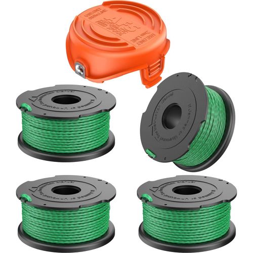Lot de 4 bobines de fil pour débroussailleuse Black & Decker GL7033 GL8033 GL9035 - Avec 1 Capuchon