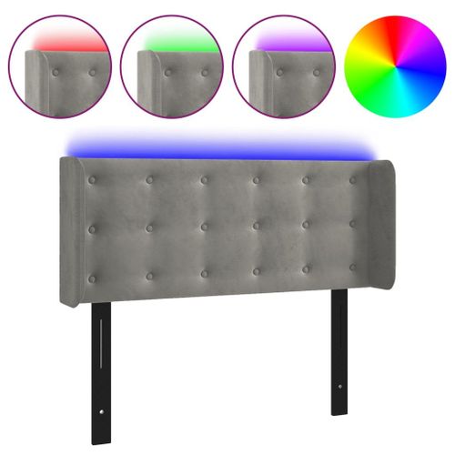 Vidaxl Tête De Lit À Led Gris Clair 103x16x78/88 Cm Velours