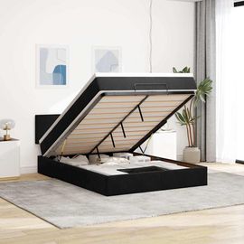Vidaxl Cadre De Lit Ottoman Avec Matelas Noir 140x190 Cm Velours