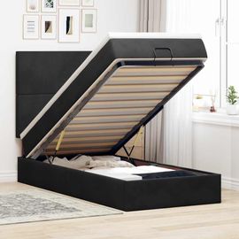 Vidaxl Cadre De Lit Ottoman Avec Matelas Noir 140x190 Cm Velours
