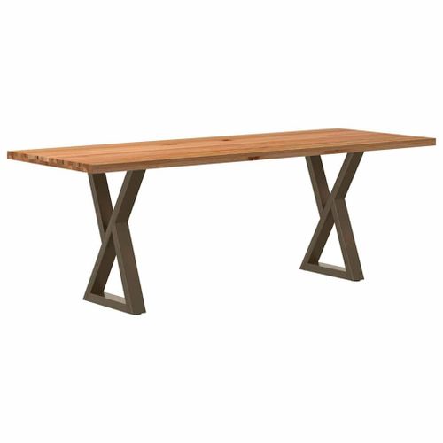 Vidaxl Table À Manger Marron Clair Bois De Chêne Massif Rectangulaire