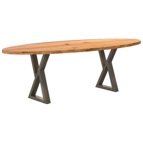 Vidaxl Table À Manger Marron Clair Bois De Chêne Massif Ovale
