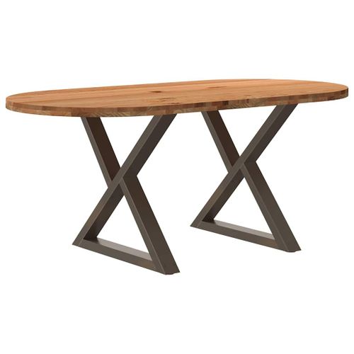Vidaxl Table À Manger Marron Clair Bois De Chêne Massif Ovale