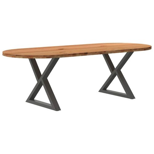 Vidaxl Table À Manger Marron Clair Bois De Chêne Massif Ovale