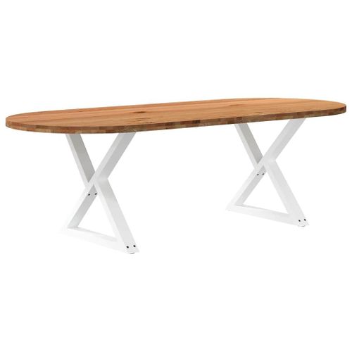 Vidaxl Table À Manger Marron Clair Bois De Chêne Massif Ovale