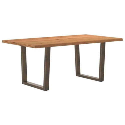 Vidaxl Table À Manger Avec Bord Naturel 180x100x74cm Bois Massif Chêne