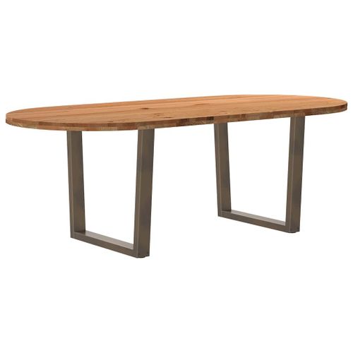 Vidaxl Table À Manger 220x100x74 Cm Bois De Chêne Massif Ovale